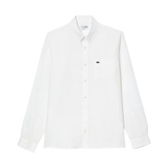 Lacoste Regular Fit Linnen Overhemd - Heren - Casual Overhemden - Wit - 3XL - Linnen - Overhemden