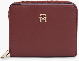 Tommy Hilfiger Womens Monogram Logo Zip Wallet - Oxblood