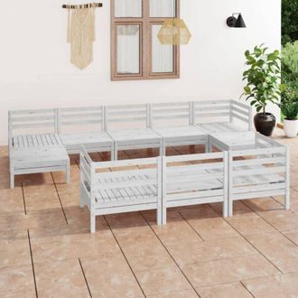 vidaXL Juego De Muebles De Jard&iacute;n 10 Piezas Madera Maciza Pino Blanco Vidaxl
