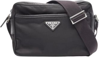 Prada Vintage, unisex, Zwart, ONE Size, Nylon, Pre-owned Vintage Nylon Cross Body Bag