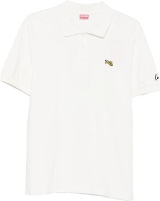 Kenzo Tiger Patch Polo Shirt - Heren - Polos - Wit - S - Katoen - Tops