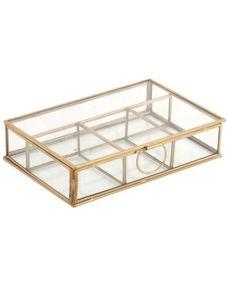 CosmoLiving by Cosmopolitan Cosmoliving By Cosmopolitan Gold Glass Jewelry Box With Clear Glass