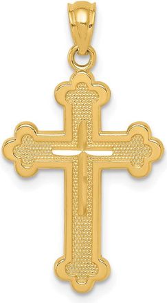 Diamond2Deal 14k Yellow Gold Budded Cross Pendant