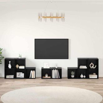 vidaXL Vidaxl - Juego De Muebles De Tv 8 Pcs Roble Negro 37 X 35 X 72 Cm
