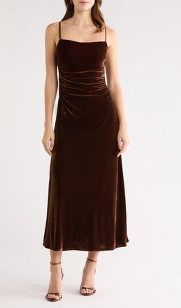 ASTR the Label Valery Sleeveless Velvet Midi Dress in Brown at Nordstrom, Size X-Small
