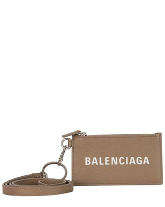 Balenciaga Leather Cash Coin & Card Case With Strap