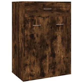 Berkfield Home Shoe Cabinet Smoked Oak 60x35x84 cm Engineered Wood in Brown | Size: 60 x 35 x 84 cm