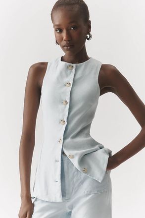 Maeve Linen Stretch Structured Vest Top