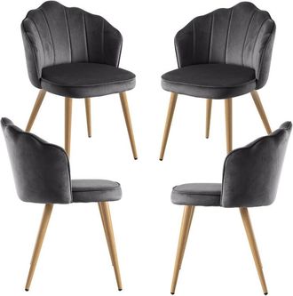 Regalos Miguel Packs Sillas Comedor - Pack 4 Sillas Blume Terciopelo - Gris Oscuro