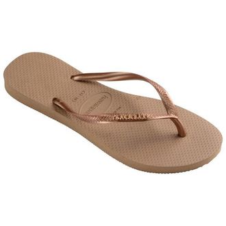 Havaianas Slim Logo Metallic Sandalen f&uuml;r Damen | beige/braun