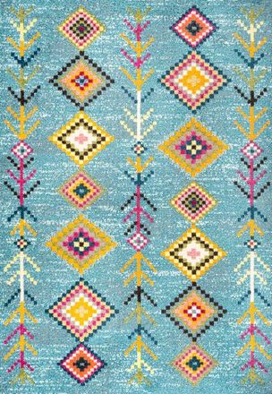 Jonathan Y Designs Love Geometric Area Rug in Light Blue/multi at Nordstrom, Size 5Ft 0In X 8Ft 0In