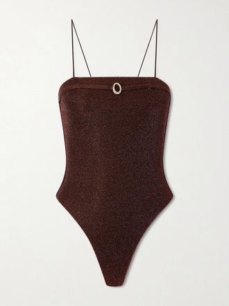 Os&eacute;ree Costume Da Bagno Metallizzato Con Decorazione Lumi&egrave;re Micro Belt - Marrone
