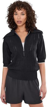 Varley Arney Half Zip Knit Polo Womens Sweater Black : XXS, Nylon/Polyester/Viscose