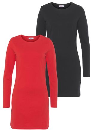Flashlights Jerseykleid Packung, 2-er Pack, 2 Stk. tlg. figurbetonter Schnitt, aus Interlock-Stoff, langärmlig