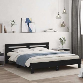vidaXL Giroletto con Testiera e led Nero 180x200 cm - Vidaxl