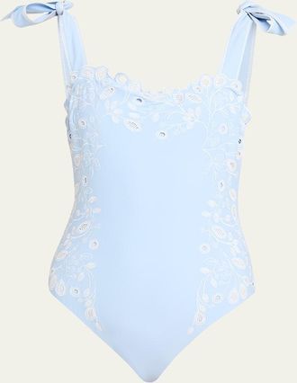 SIMKHAI Laurie Embroidered One-Piece Swimsuit