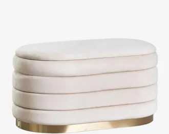 Sklum Banco con almacenaje en terciopelo Bradford SKLUM Blanco Roto