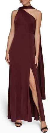 DKNY Drape Sleeveless Side Slit Gown in Berry at Nordstrom, Size 12
