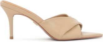 Kazar Schoenen, Dames, Beige, 37 EU, Leer, Elegante stiletto teenslippers met decoratieve overlappende band