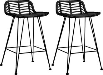 vidaXL Vidaxl - Taburetes De Cocina 2 Unidades Rat&aacute;n Negro