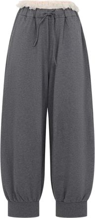 Simone Rocha ruffle waist joggers - women - Cotton - M - Grey