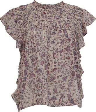 Isabel Marant Etoile Layona Ruffled Blouse In Multicolor Cotton