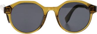 Fendi Fendi WG004BJ6UR Ronde Montuur Zonnebril Olijf Acetaat