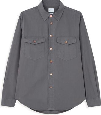 Paul Smith Casual Fit Organic Cotton Button-Up Shirt in Anthracite at Nordstrom, Size Xx-Large