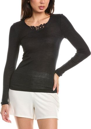 Hanro Hanro Embroidered Wool & Silk-Blend Top