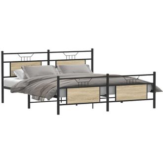 vidaXL Vidaxl - Estructura De Cama Sin Colch&oacute;n Metal Roble Sonoma 180x200 Cm