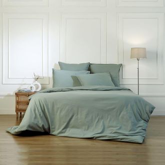 Febronie Juego de cama (65x65) algod&oacute;n lavado verde celad&oacute;n 260x240