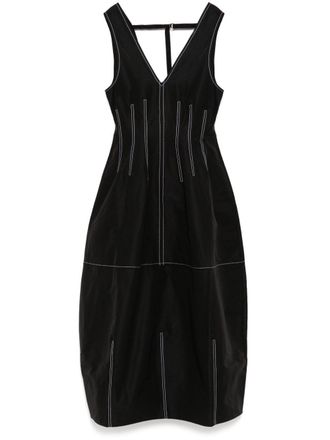 Lee Mathews V-neck dress - women - Silk/Cotton - 3 - Black