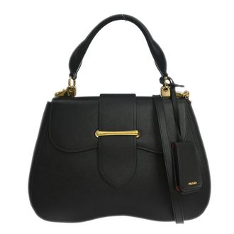 Prada Sidonie Saffiano Black Leather Handbag (Pre-Owned)