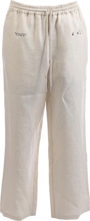 Off-white Mens Off White Staff Linen Pants in Beige - Size Large