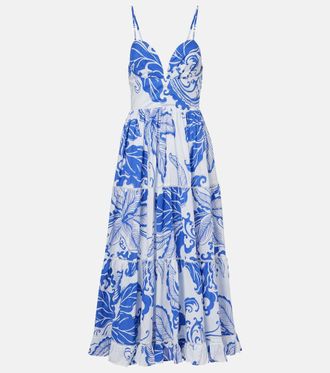 Poupette St Barth Abito lungo Milena in cotone con stampa