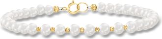 Canaria Canaria 4-5mm Cultured Pearl and 10kt Yellow Gold Bead Bracelet