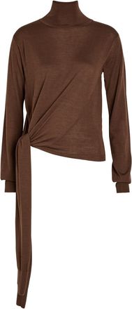 R&oacute;he Tied Sleeve Detail Wool and Silk-blend Jumper - Brown - 34 (UK6 / XS)