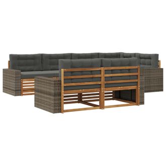 vidaXL Set Di Divani Da Esterno 7 Pz Naturale E Antracite Vidaxl