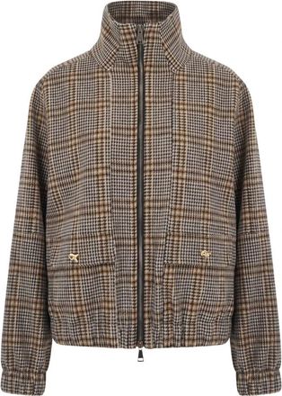 Fabiana Filippi Check Jersey Bomberjack - Dames - Zomerjassen - Bruin - XS - Wol - Jassen
