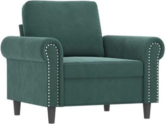 vidaXL Sillón de terciopelo verde oscuro 60 cm vidaXL