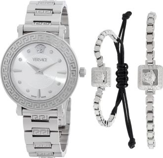 Versace Greca Sphere Quartz Silver Dial Ladies Watch Box Set VE9C00324
