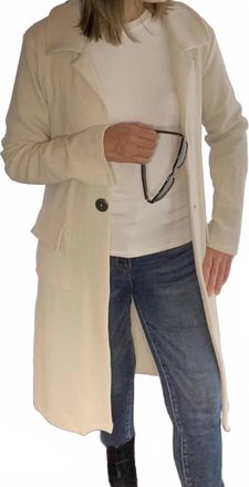 Ariella Long Collared Jacket In Cream