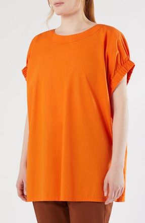 Marina Rinaldi Epoca Cotton Poplin Top in Tangerine at Nordstrom, Size 20 - W