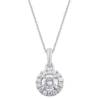 Grown Brilliance 0.50 Carat, 14K White Gold Prong Set Round-cut Solitaire Lab-Grown Diamond Pendant Necklace (J, VS-SI2)