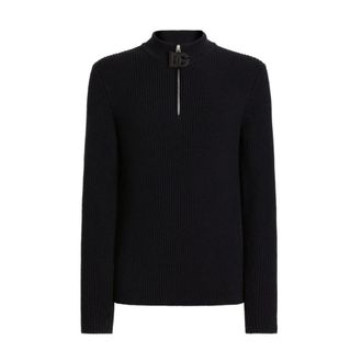 Dolce & Gabbana Black Logo Zip Jumper - male - Dolce & Gabbana - Turtlenecks - Black - XL - Knitwear