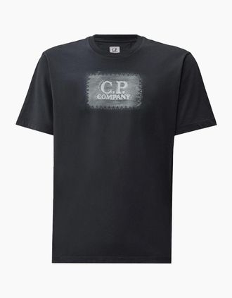 C.P. Company Mens 24/1 BRANDED COTTON T SHIRT - Navy - Size: 40