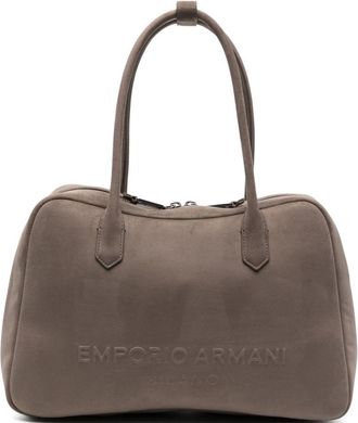 Emporio Armani Womens Eagle Club Capsule Collection Suede-Effect Shoulder Bag