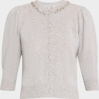 Autumn Cashmere Rhinestone-Trim Cashmere Cardigan