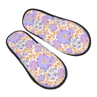 Generic Warm Slipper Cute Flower Print Home Slipper Comfortable House Shoes Unisex Fluffy Slippers For Travel Winter Hotel M