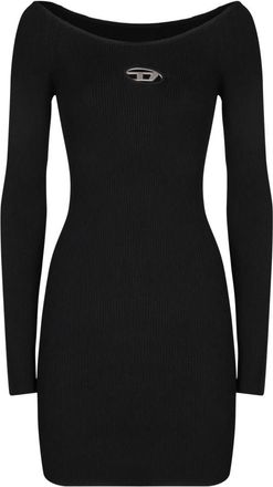 Diesel Elegante Zwarte Jurk - Dames - Korte kleedjes - Zwart - S - Polyester - Kleedjes